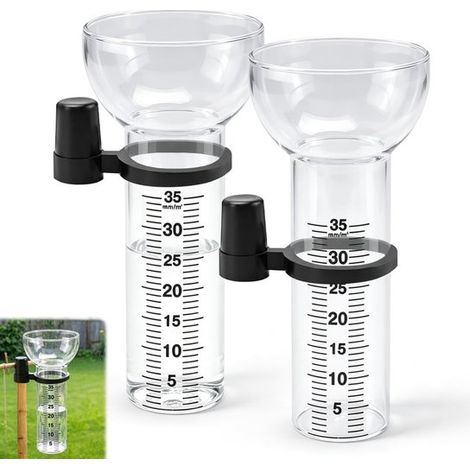 Set Mit 2 Regenmessern – Höhe: 17,5 Cm – Genauigkeit: Bis Zu 35 Mm/m² – Hochwertiges Borosilikatglas – Gut Ablesbar