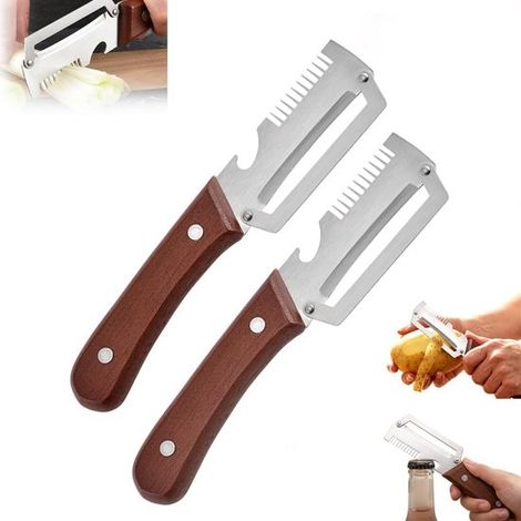 2-teiliger Multifunktionaler Gemüseschäler – Holzgriff – 3-in-1-schäler – Küchenschäler