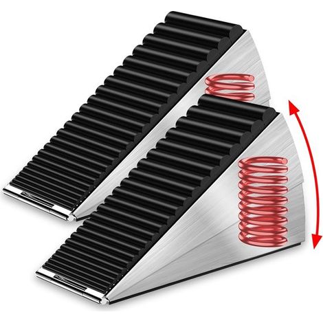 Zweiteiliger Türstopper – 13 X 4,6 X 7,6 Cm – Silber – Hoher Türstopper Mit Verstellbarer Feder – Rutschfester Türstopper Aus Gummi