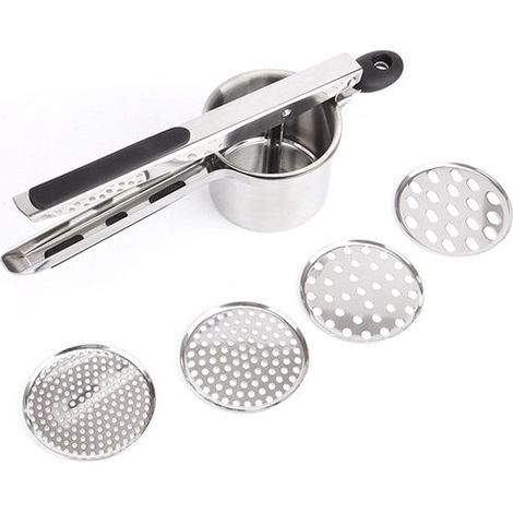 Kartoffelstampfer Aus Edelstahl – Rutschfester Silikongriff – Silber