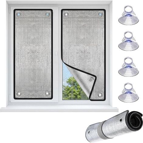 Isolierende Fenstervorhänge (2 Stück) Mit Saugnäpfen – 30 X 100 Cm – Doppellagige Aluminium-isolierfolie