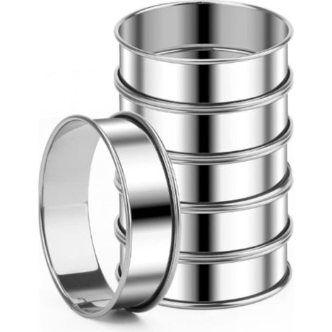 Set Mit 6 Gebäckringen Aus Edelstahl (8,5 X 2,5 Cm) – Ringe Für Mousse, Crumpets Und Törtchen – Glatte Oberfläche
