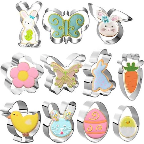 Set Mit 11 Oster-ausstechformen – Ausstechformen Aus Edelstahl – Hase, Karotte, Ei Und Schmetterling – Osterbackzubehör