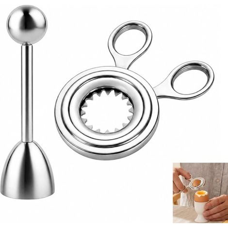 Eierschneider – 2er-set – Silber – Eieröffner – Mit Eierschere Und Eierknacker