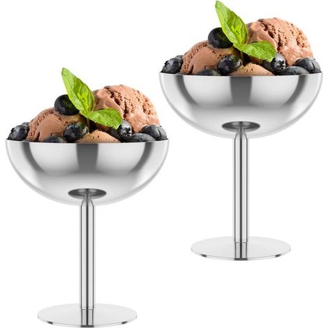 Eisbecher Aus Edelstahl Mit Stiel – 2er-set – 180 Ml – Silber – Dessertbecher – Für Desserts, Eiscreme, Mousses Und Cocktails