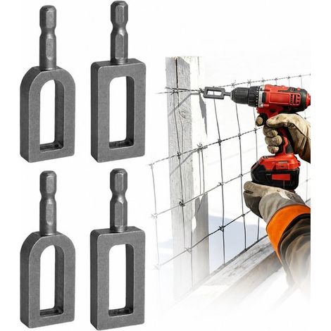Drahtbiegewerkzeug – 4-teiliges Set – Silber – 2 Gebogene Und 2 Quadratische Werkzeuge – Für Bohrmaschine Und Zaun