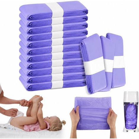 Nachfüllpackung Für Windeleimer – 15 Stück – Lila – Universelle Windelbeutel – Geruchsdichte Pe-folie