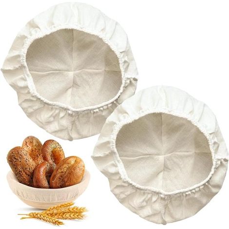 Set Mit 2 Stoff-brotkorbeinlagen – 25 X 8 Cm – Weiß – Gärkorbeinlage – Natürliches Leinen Und Baumwolle