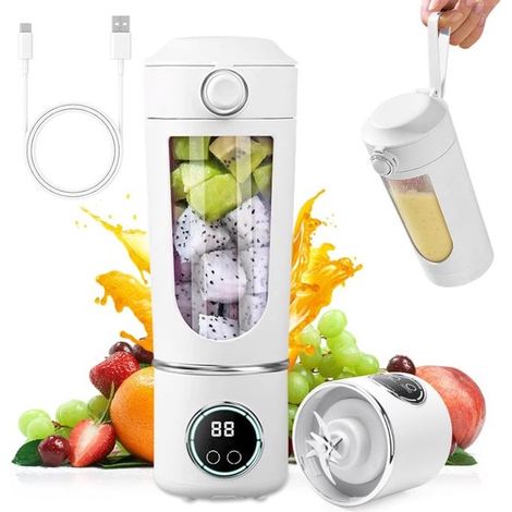 Mini-standmixer – 700 Ml – Weiß – Tragbarer Standmixer – Tragbarer Entsafter