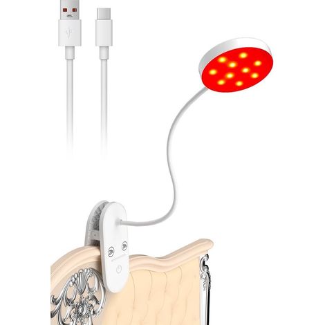 Rotlicht-leselampe – Intelligente Klemm-nachttischlampe Mit 2-/3-stunden-timer – Wiederaufladbare Led-leselampe
