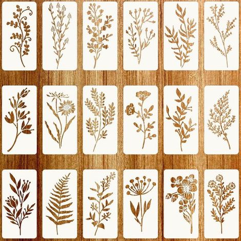 18 Kleine Schablonen – 15 X 7,5 Cm – Wiederverwendbare Blumenschablonen – Schablonen Für Bullet Journaling