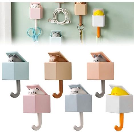 Selbstklebende Haken – 6er-pack – Kreative Haken In Katzenform – Handtuchhaken