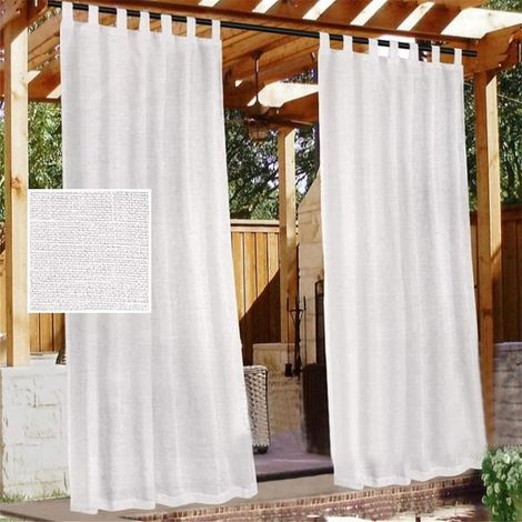 Luxuriöse Outdoor-vorhänge In Leinenoptik – 2er-set – 132 X 213 Cm – Weiß
