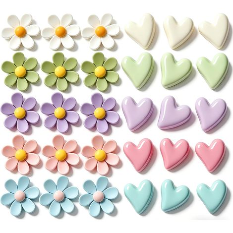 Set Mit 30 Niedlichen 3d-magneten In Herz- Und Blumenform Für Kühlschrank, Magnettafel, Whiteboard - Mmcd-zgl-05161