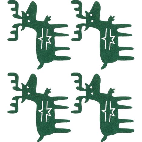 4-teiliges Grünes Stoff-besteckset Mit Rentiermotiv - Mmcd-zgl-05058