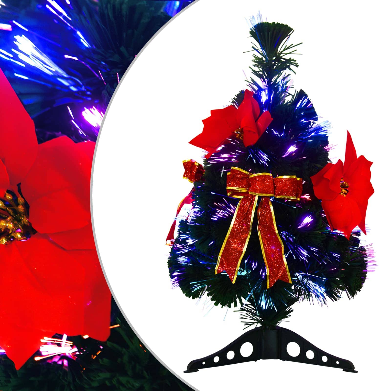 Glasfaser-weihnachtsbaum 64 Cm 12 Leds Mehrfarbig Pvc Vidaxl