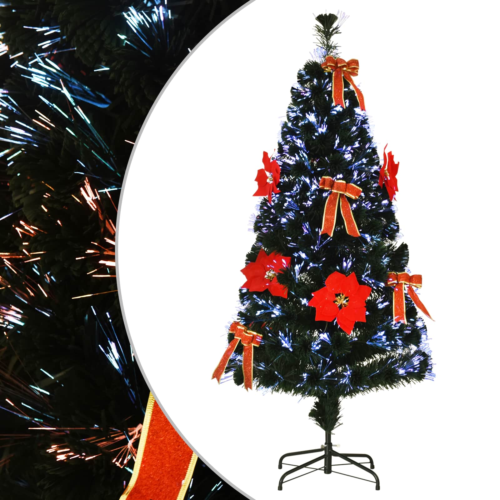 Glasfaser-weihnachtsbaum 120 Cm 12 Leds Mehrfarbig Pvc Vidaxl