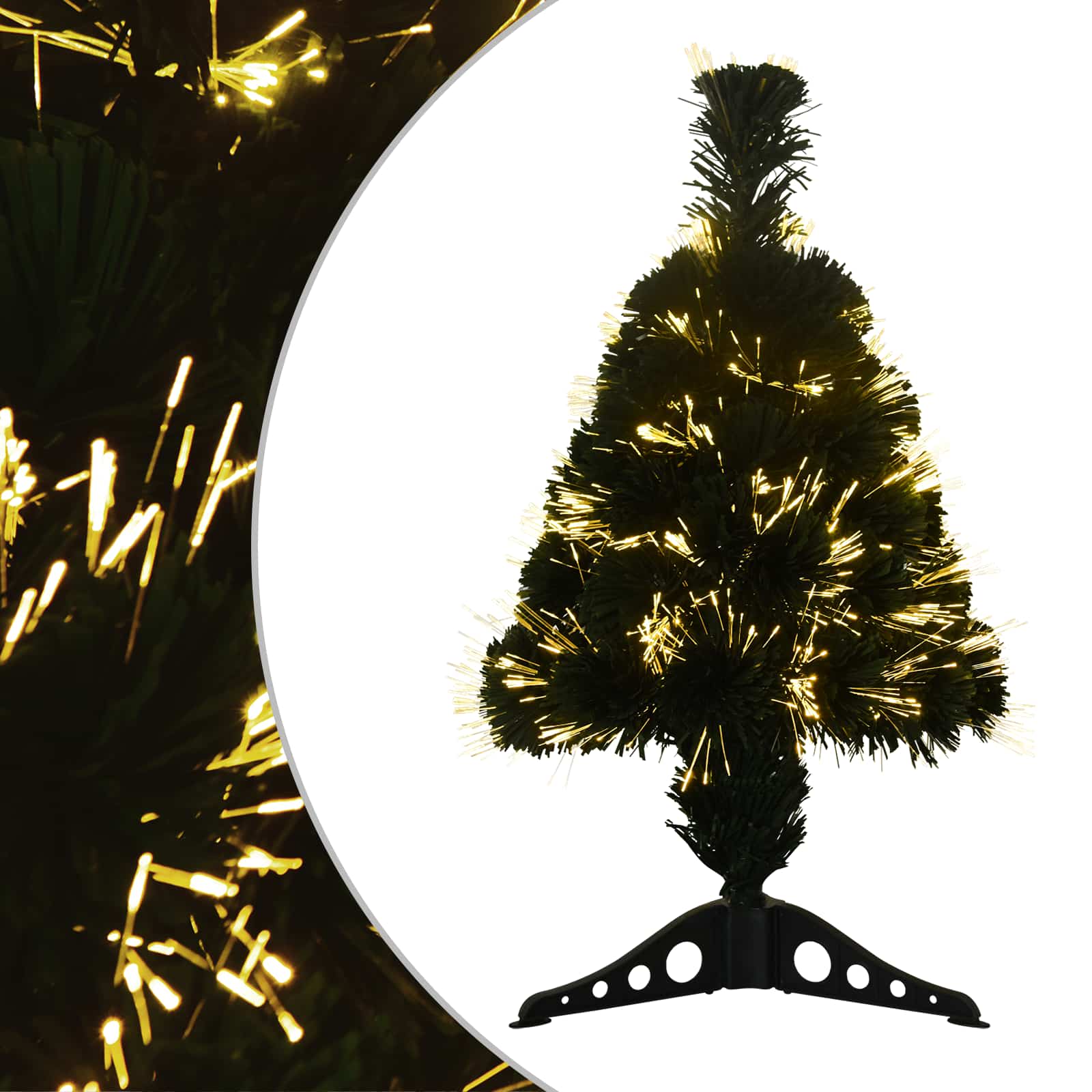 Glasfaser-weihnachtsbaum 64 Cm 12 Leds Warmes Weiß Pvc Grün Vidaxl