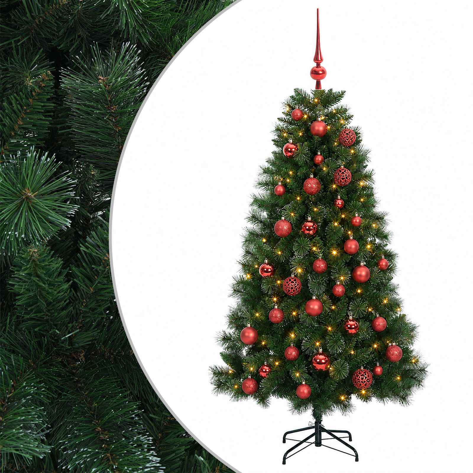 Künstlicher Weihnachtsbaum Mit Weihnachtskugeln 120 Cm 150 Leds Vidaxl