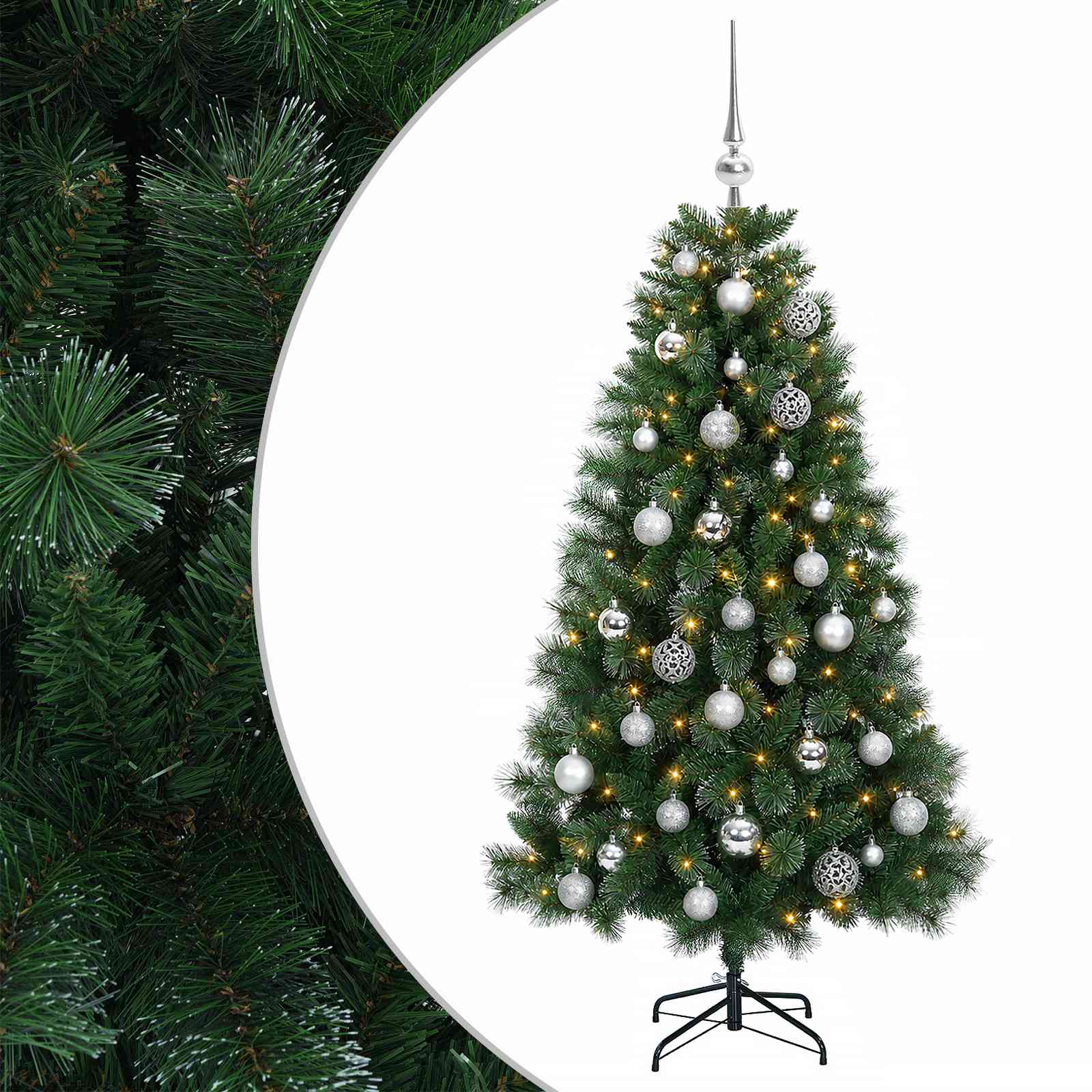 Künstlicher Weihnachtsbaum Mit Kugeln 120 Cm 150 Leds Vidaxl