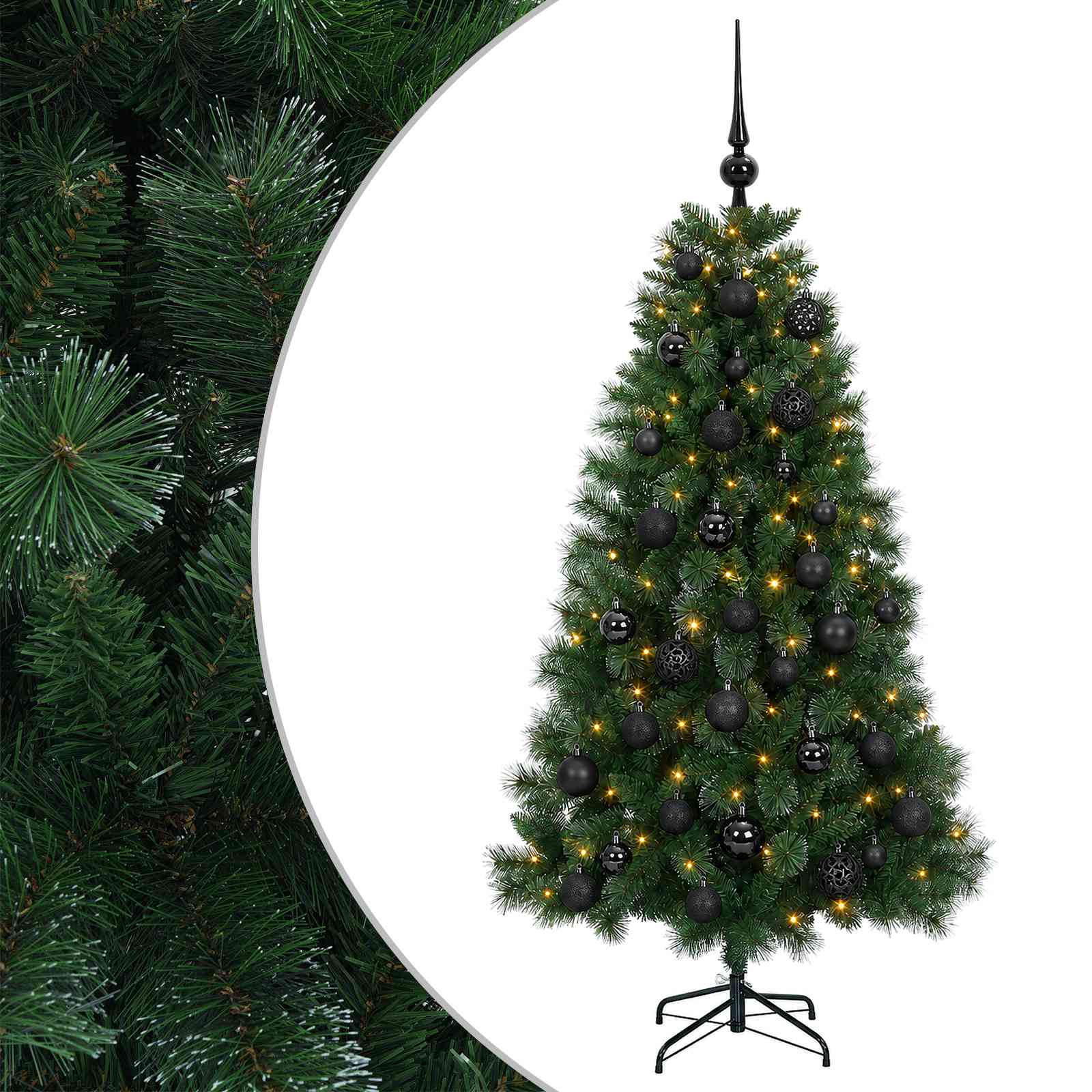 Künstlicher Weihnachtsbaum Mit Weihnachtskugeln 150 Cm 150 Leds Vidaxl