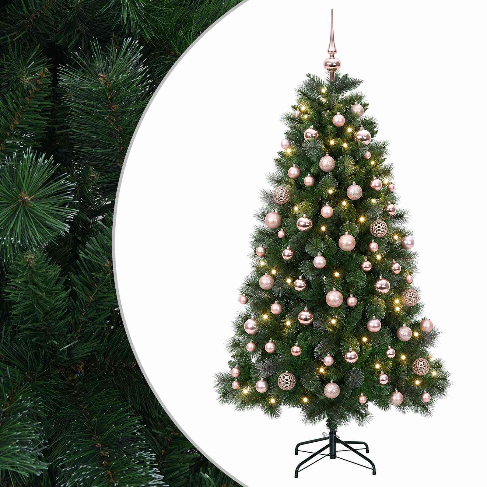 Künstlicher Weihnachtsbaum Mit Kugeln 240 Cm 300 Leds Vidaxl