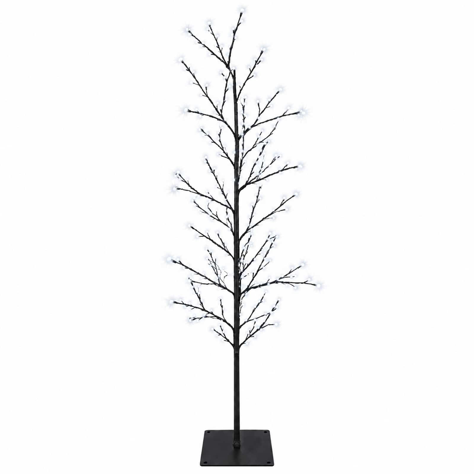 Künstlicher Led-birkenbaum Schwarz 18 X 18 X 150 Cm Stahl Vidaxl