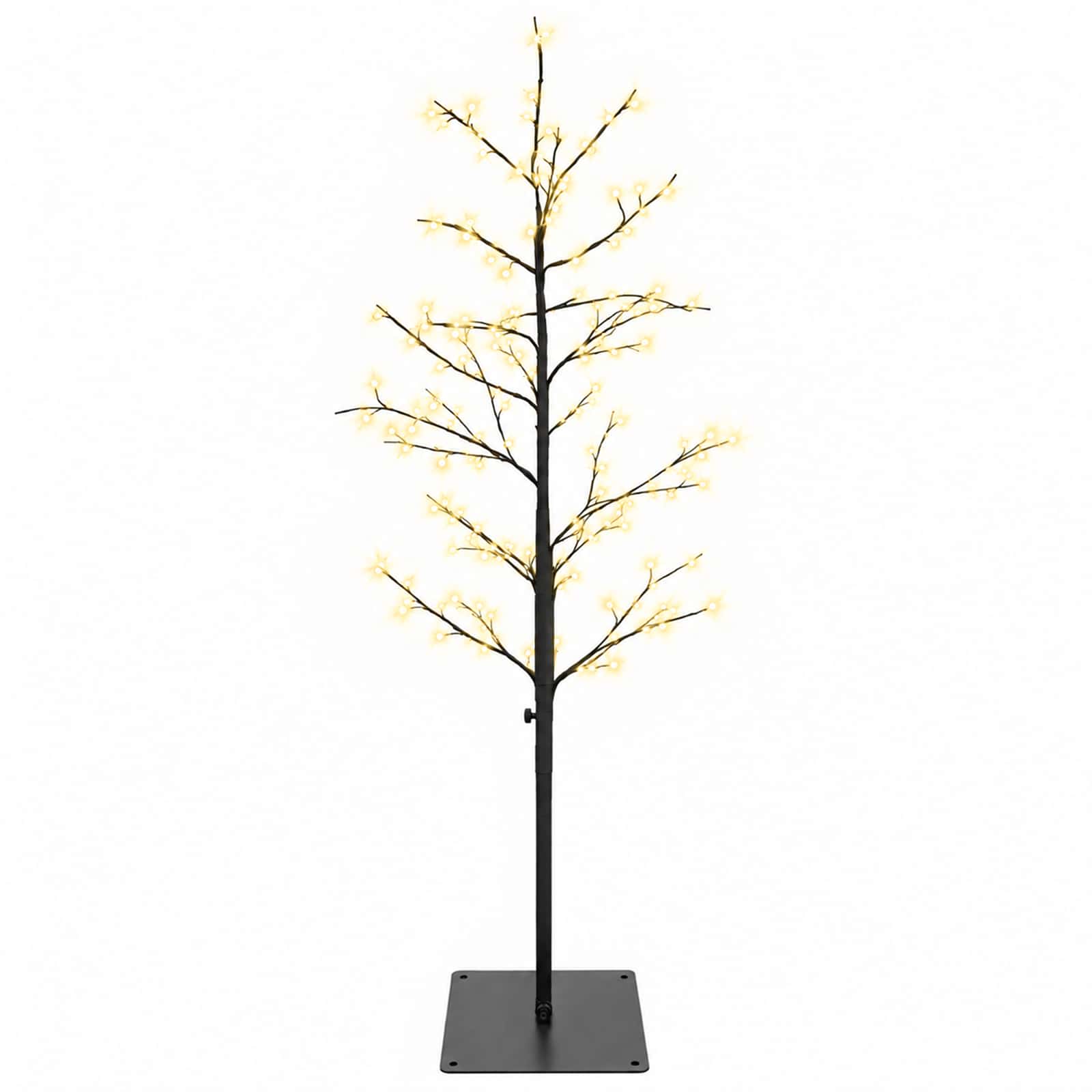 Künstlicher Led-birkenbaum Schwarz 18 X 18 X 120 Cm Stahl Vidaxl