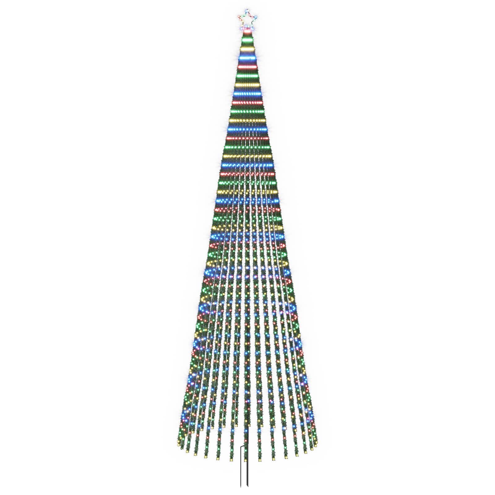 Led-weihnachtsbaum 500 Cm 1524 Leds Mehrfarbig Stahl Schwarz Vidaxl