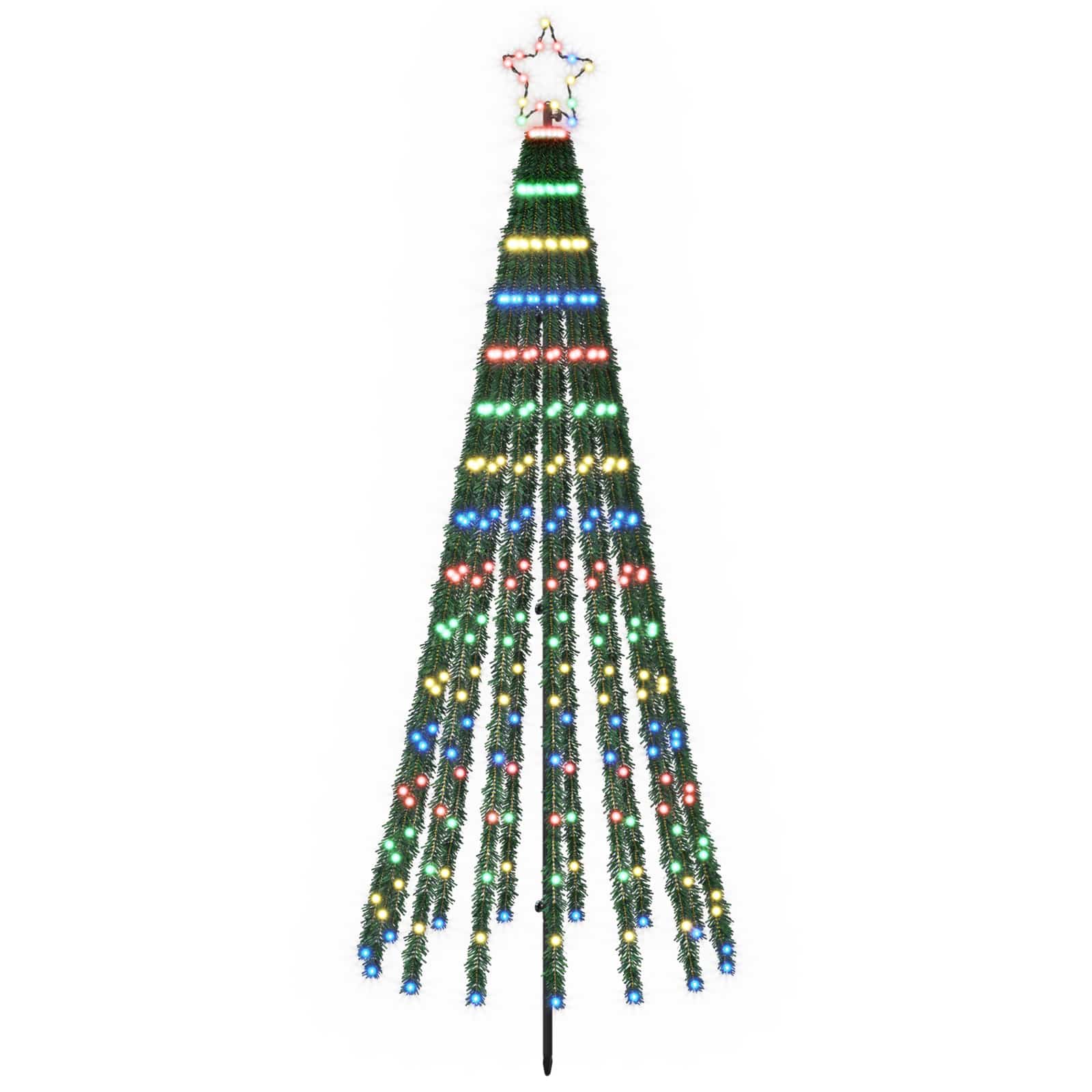 Led-weihnachtsbaum 180 Cm 255 Leds Mehrfarbig Stahl Schwarz Vidaxl