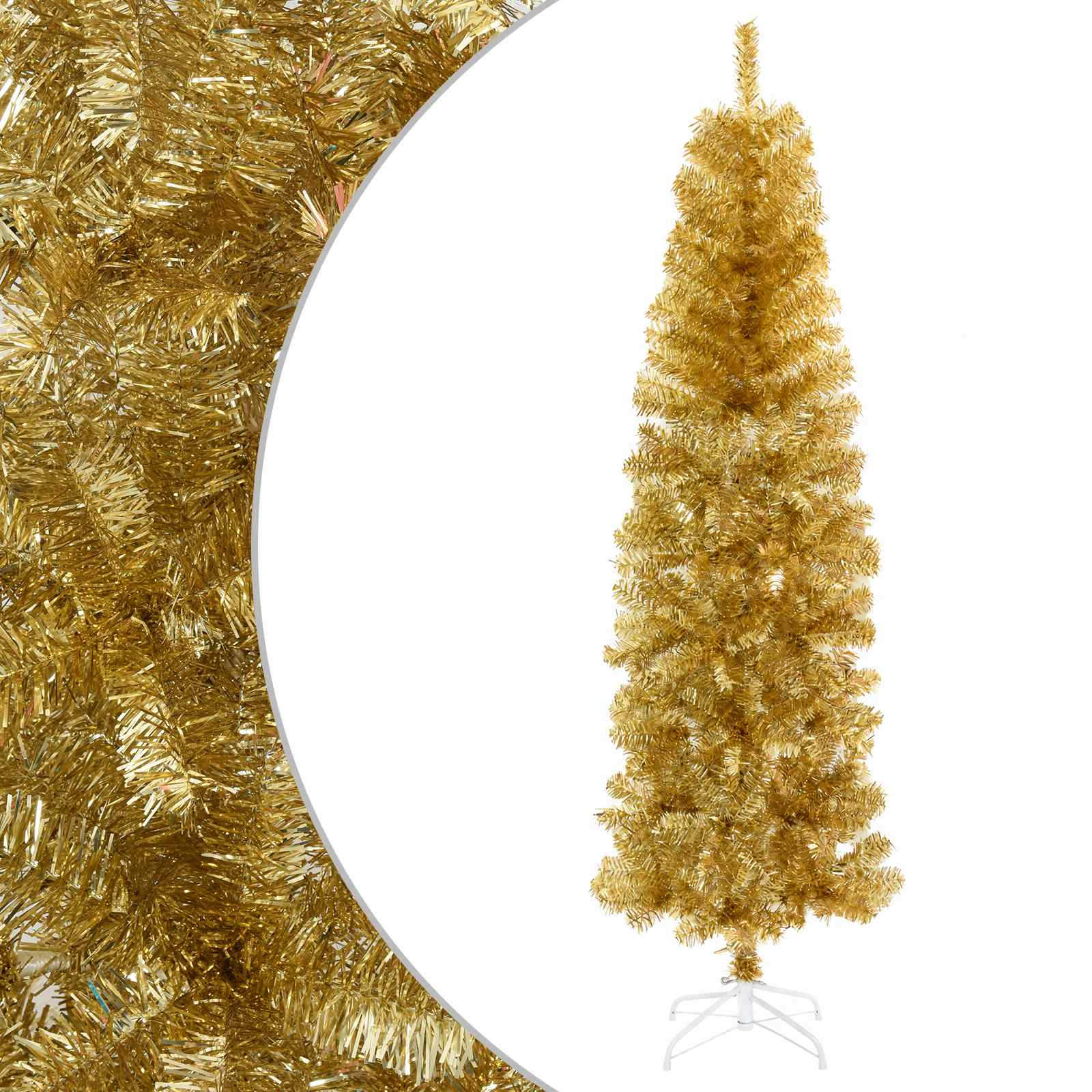 Künstlicher Schlanker Weihnachtsbaum 180 Cm Pvc Und Stahl Gold Vidaxl