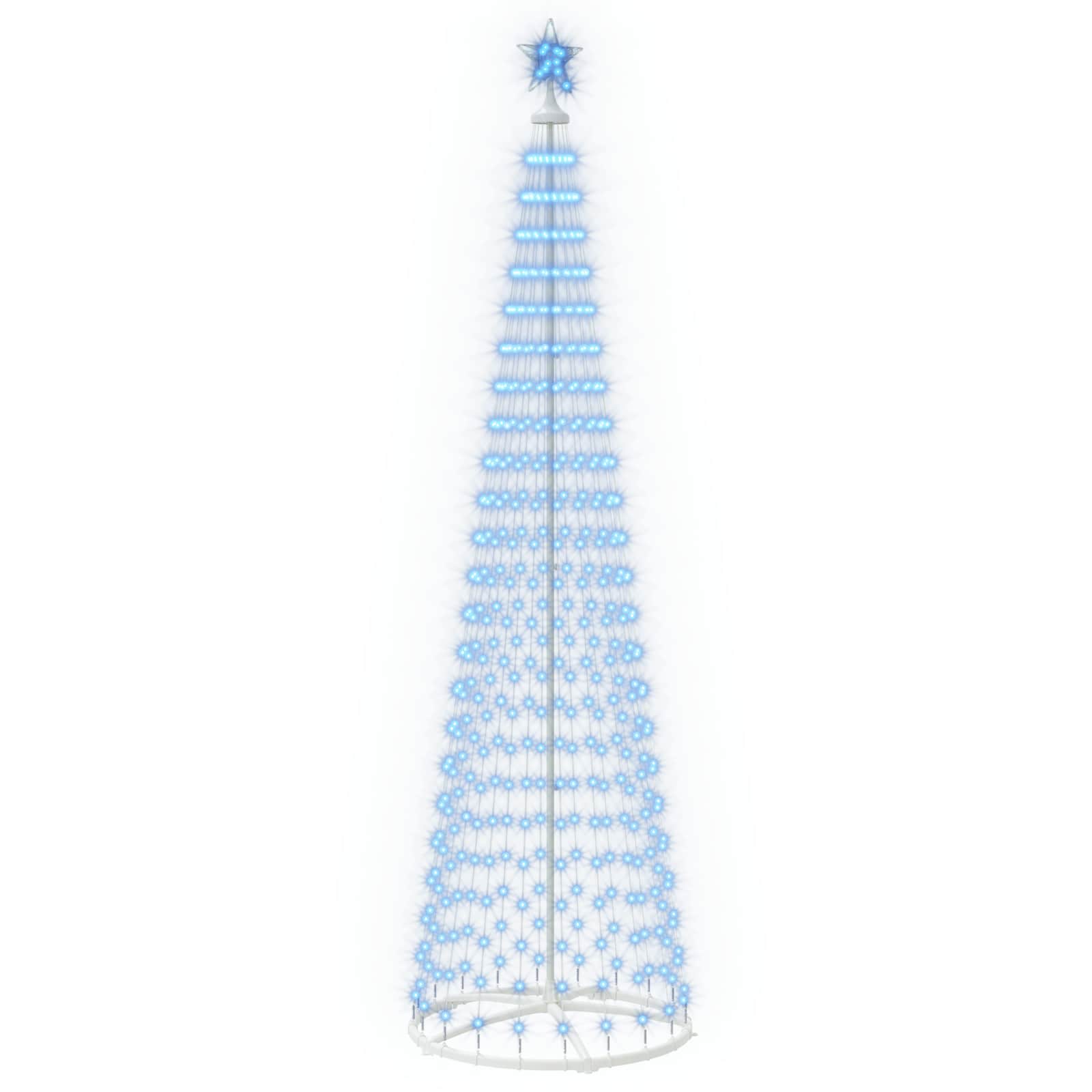 Led-kegelbaum 250 Cm 470 Leds Blau Stahl Weiß Vidaxl