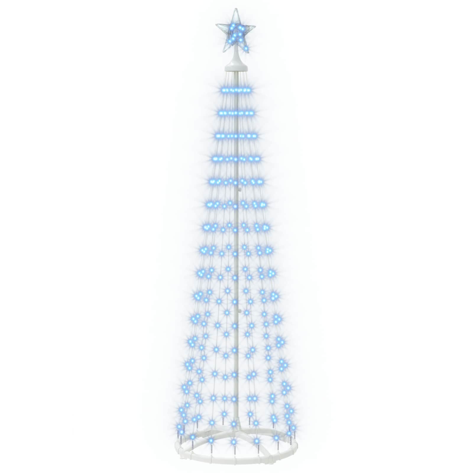 Led-kegelbaum 180 Cm 250 Leds Blau Stahl Weiß Vidaxl