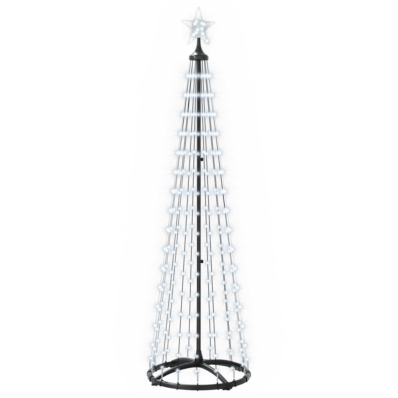 Led-kegelbaum 180 Cm 250 Leds Kaltweiß Stahl Weiß Vidaxl