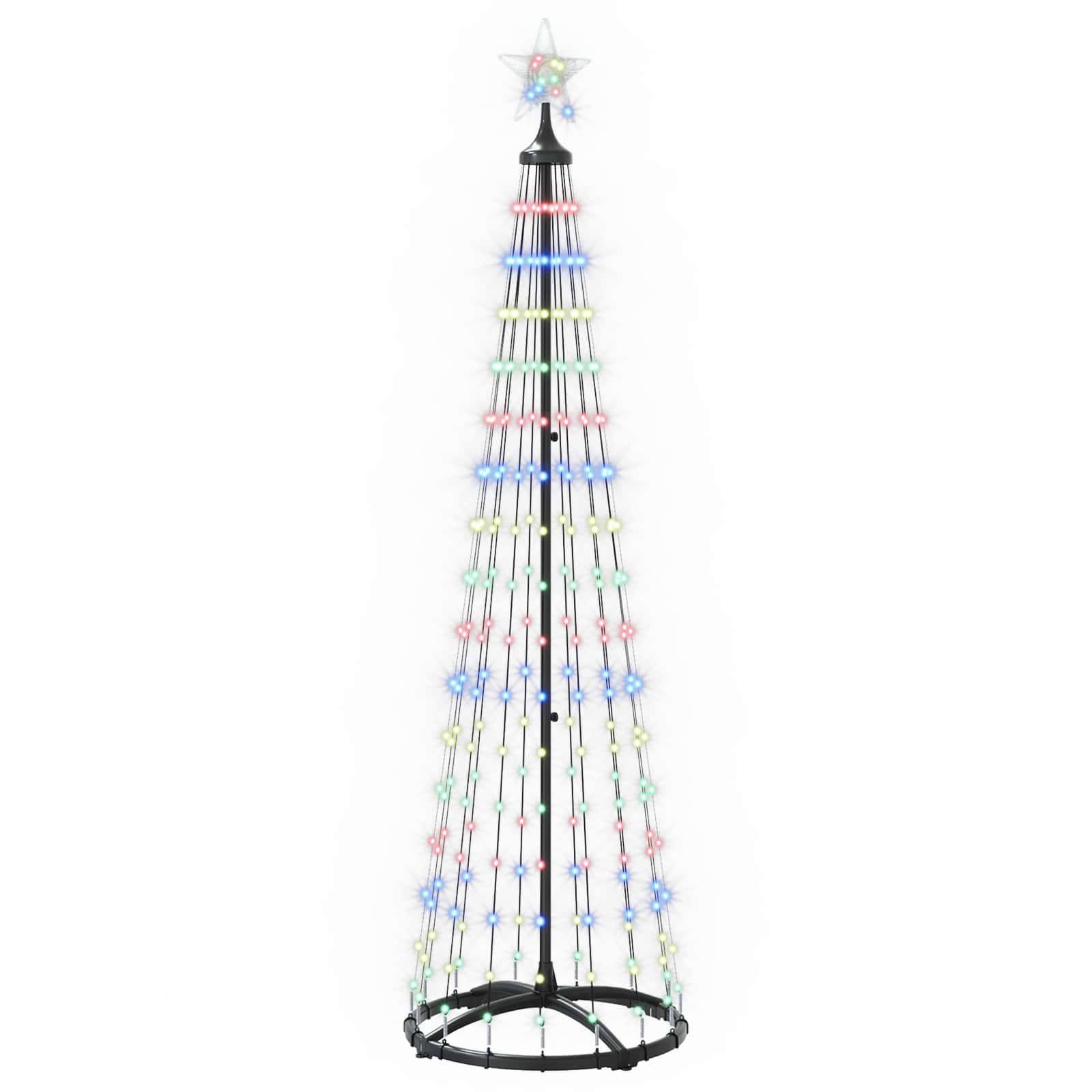 Led-kegelbaum 180 Cm 250 Leds Mehrfarbig Stahl Weiß Vidaxl
