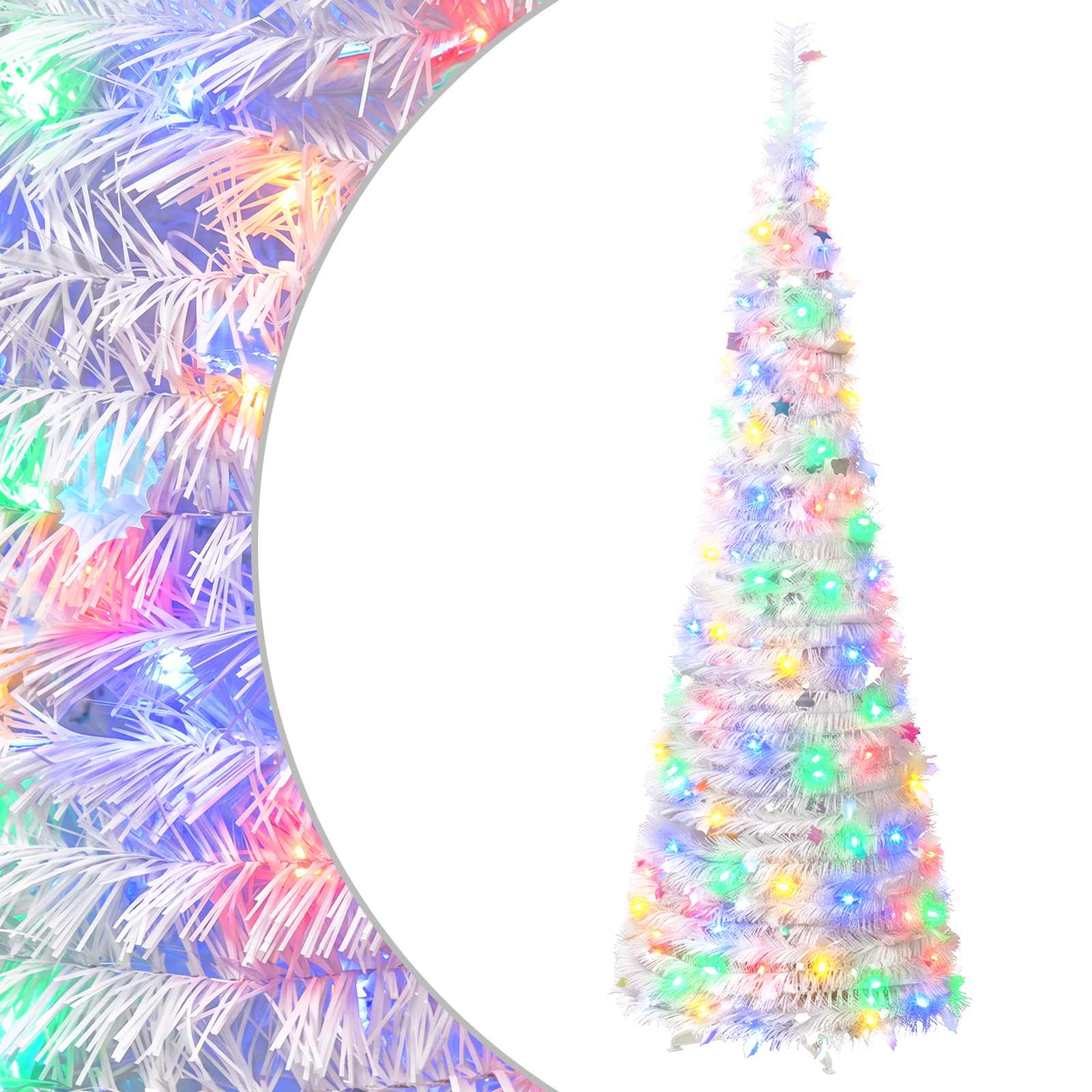 Pop-up-led-weihnachtsbaum 210 Cm 200 Leds Pvc Und Pet Weiß Vidaxl