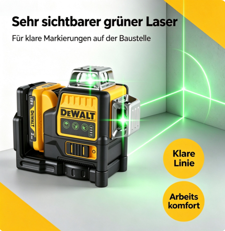 Dewalt Dw089lg Grün Linienlaser Hohe Sichtbarkeit, Heller Laser, Komplettset Mit Akku Und Ladegerät