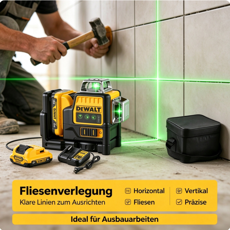 Dewalt Dw089lg Laserwasserwaage Mit Integrierter Magnethalterung, Set Inkl. Akku Und Ladegerät 12v