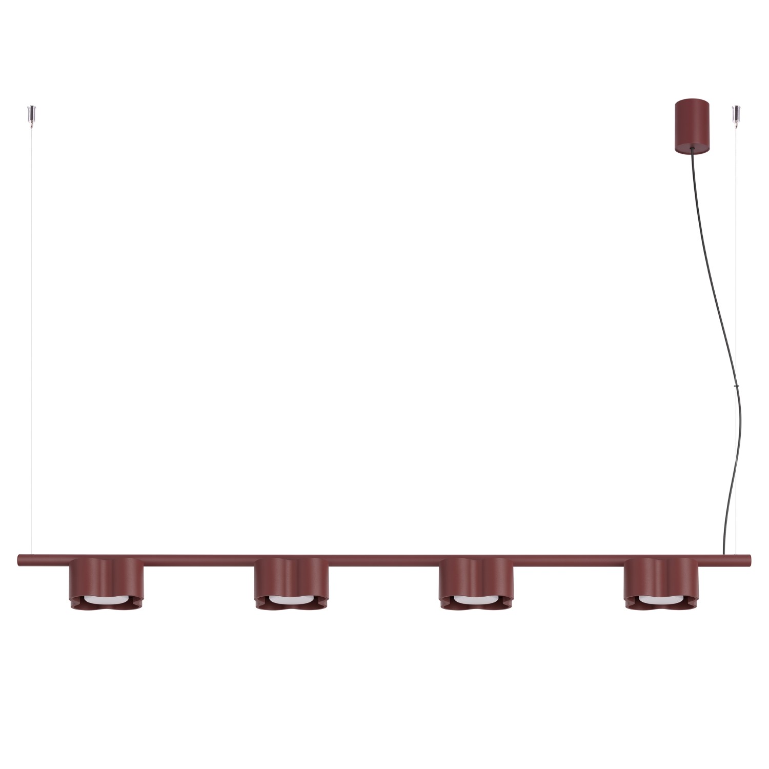 Kronleuchter Ovio 4 Burgunderrot Aluminium 4xgx53 122cm Sollux