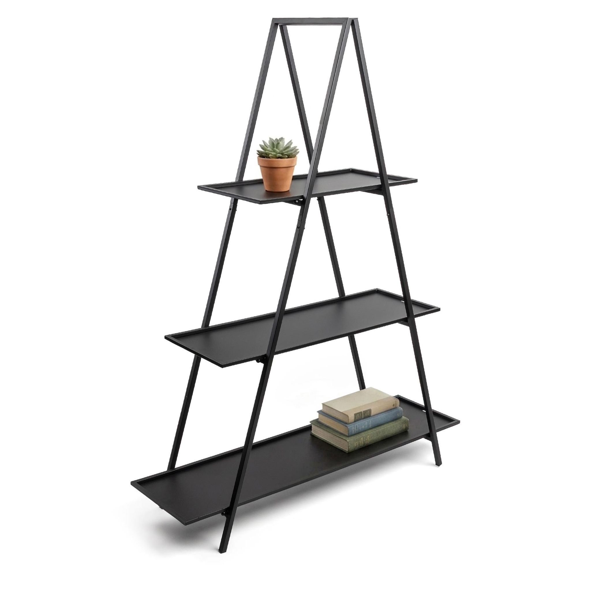 Xl Metall Etagere Matt Schwarz Mit 3 Ablagen - 130 X 100 Cm - Pyramide Pflanzenregal Groß Mit 3 Etagen