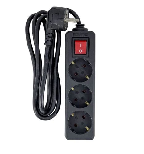 Microconnect - 3x Schuko 5m Steckdosenleiste Mit Schalter, Schwarz, Mc-gru0035bs