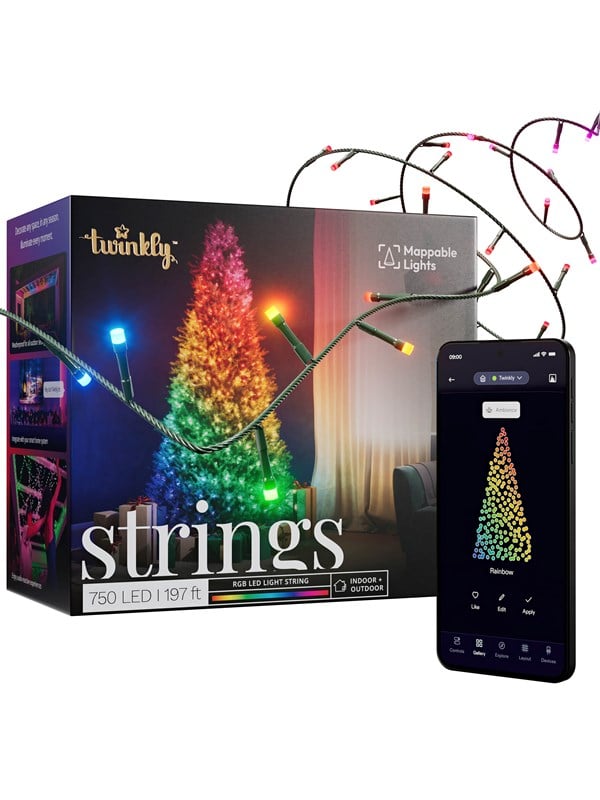 Twinkly Strings 750 RGB Lights String Black Wire Plug Type F