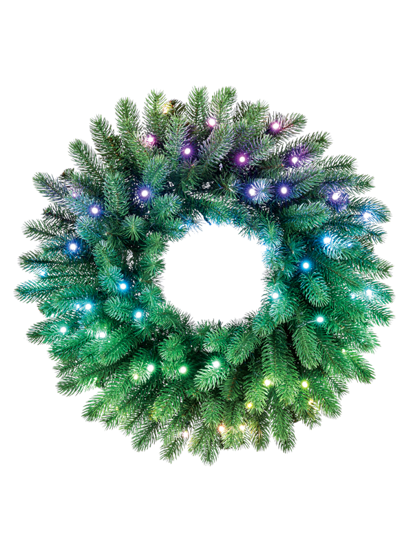 Twinkly Pre-lit Wreath 50 RGB LED Regal 24 Green Wire Plug Type C