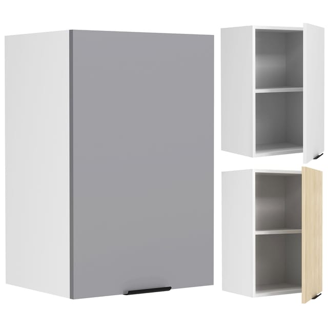 Fasola Küchenoberschrank 40 Cm 1 Tür Anthrazit Grau, Weiß.