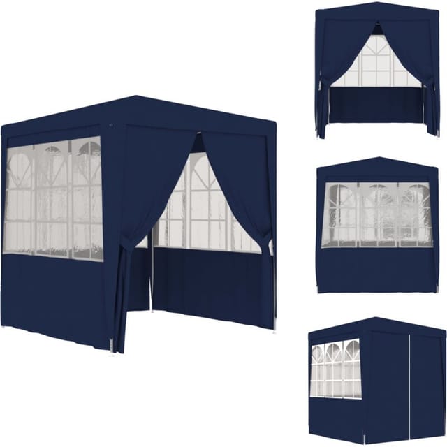 Profi-partyzelt Mit Seitenwänden 2×2m Blau 90 G/m² - Gartenzelt - Partyzelt - Outdoor Zelt - Pavillon - Sonnenschutz