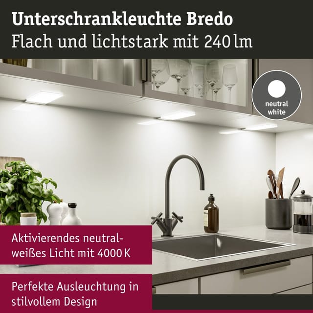 Paulmann Bredo Unterbauleuchte Silber Led 4000k