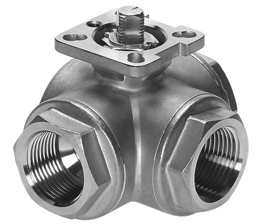 G2-1/2'' L-Anschluss 3-Wege-Edelstahl-Kugelhahn ISO-Top 40bar - BL3SA
