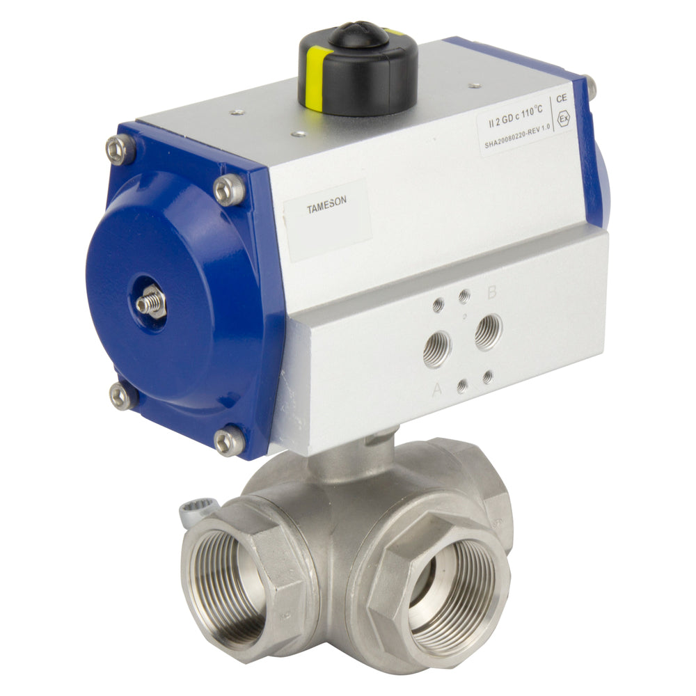 G2-1/2'' 3-Wege L-Port Pneumatischer Kugelhahn Doppelt Wirkend - BL3SA