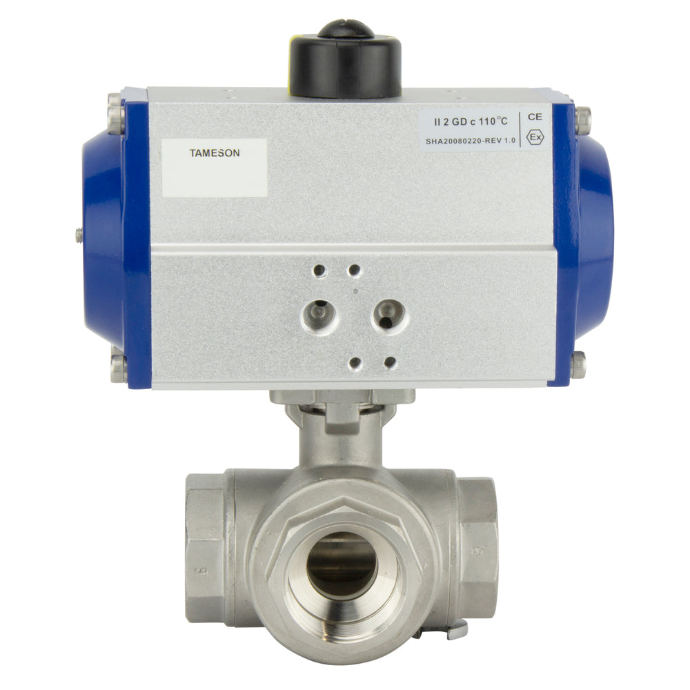 G2-1/2'' 3-Wege L-Port Pneumatischer Kugelhahn Doppelt Wirkend - BL3SA Bild 2