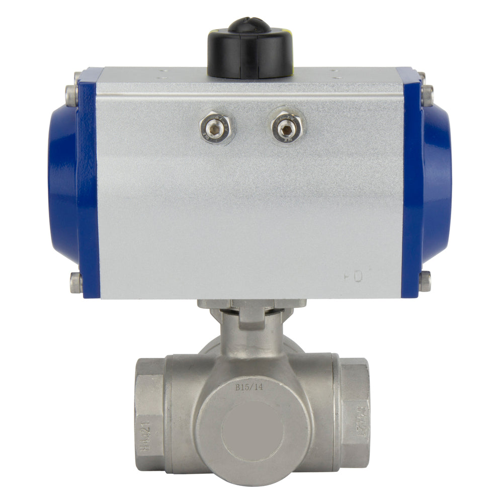 G2-1/2'' 3-Wege L-Port Edelstahl Pneumatischer Kugelhahn Feder Offen - BL3SA Bild 5